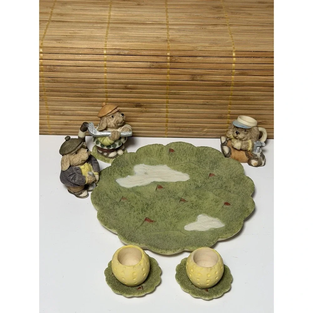 Golfing Dogs Miniature Tea Sets by Popular Imports 1994, Resin, Sports, VTG